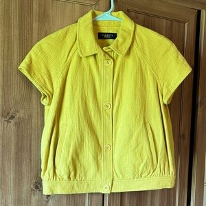 Talbots mustard yellow short-sleeved button-down jacket